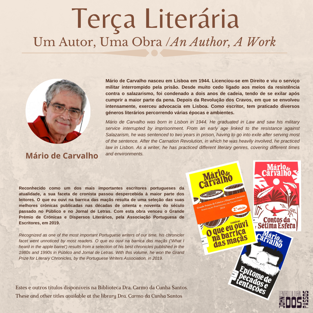 Cultura Madeira - Literary Tuesday: What I heard in the apple barrel,  Mário de Carvalho