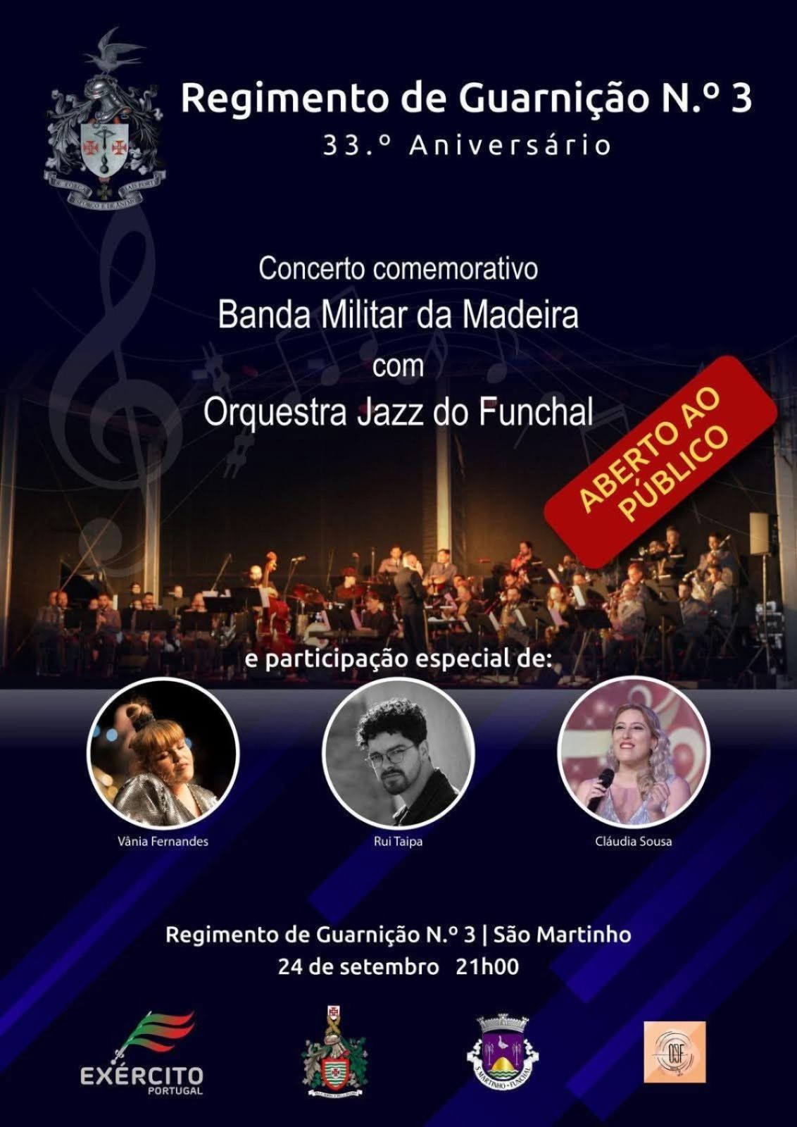Concerto Comemorativo do 33.º Aniversário do Regimento de Guarnição n.º 3