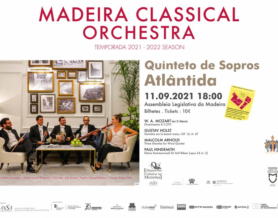 A Orquestra Clássica da Madeira  apresenta: Quinteto de Sopros 