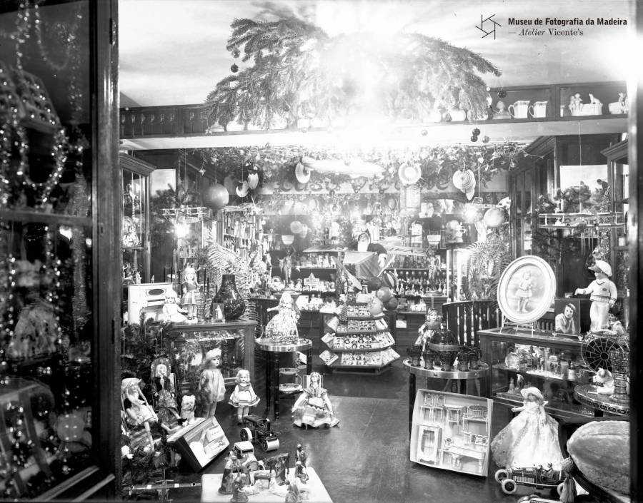 Interior de estabelecimento comercial no rés-do-chão do edifício Photographia Vicente