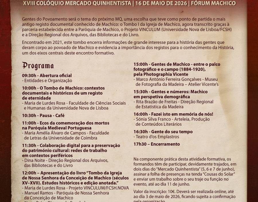 XVIII Colóquio do Mercado Quinhentista