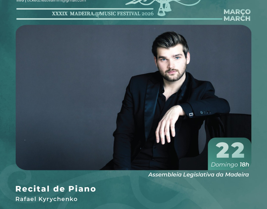 O XXXIX Festival de Música da Madeira apresenta Recital de Piano com Rafael Kyrychenko