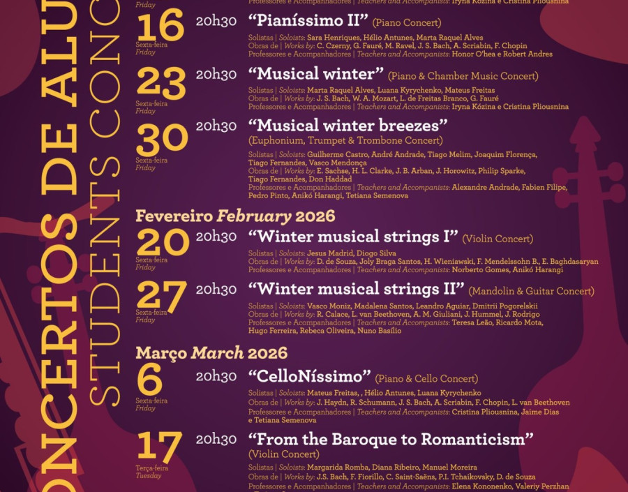 O Conservatório - Escola das Artes da Madeira apresenta Ciclo de Concertos de Alunos 